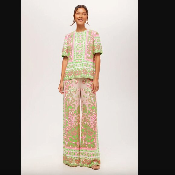 Trina Turk Federer Wide-Leg Pant - Petra Floral 0 NWT - Picture 2 of 8